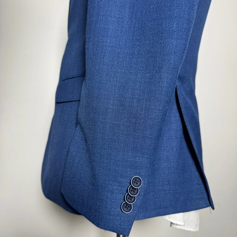 Tommy Hilfiger Mens‎ Blue Wool Blend Suit Blazer Jacket Size 44R - Picture 2 of 6